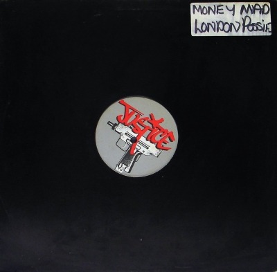 London Posse - Money Mad (Singiel, Winyl, 12", 45 RPM, ℗ © 1988): oprawa graficzna przedniej okładki