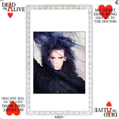 Dead Or Alive - My Heart Goes Bang (Get Me To The Doctor) (Singiel, 1985): oprawa graficzna przedniej okładki