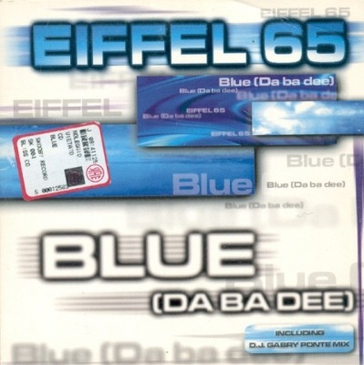 Eiffel 65 - Blue (Da Ba Dee) (Singiel, 1998): oprawa graficzna przedniej okładki