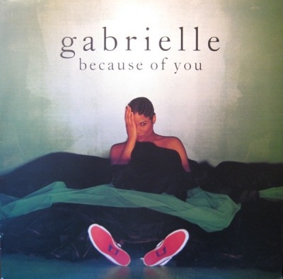 Gabrielle - Because Of You (Singiel, Winyl, 12", 33 ⅓ RPM, ℗ © 1994): oprawa graficzna przedniej okładki