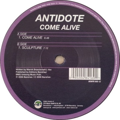 Come Alive - Antidote (Singiel, Winyl, 12", 45 RPM, ℗ © 15 Lut 2006 Niemcy, Progrez #BONPR 005-12) - przód główny