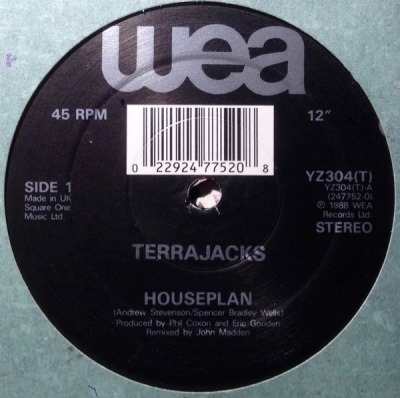 Houseplan - Terrajacks (Singiel, Winyl, 12", ℗ 1987 © 1988 Wielka Brytania, WEA #YZ304(T)) - przód główny