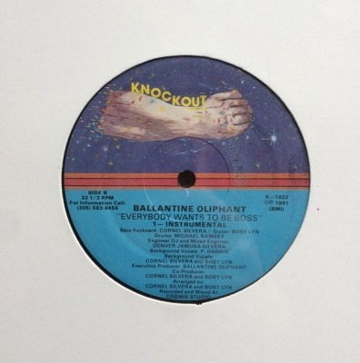 Everybody wants to be boss - Ballantine Oliphant (Winyl, 12", 33 ⅓ RPM, Maxi-Singiel, ℗ © 1991 Stany Zjednoczone, Knockout Records #K-1022) - przód główny
