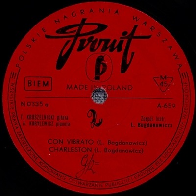 Con Vibrarto - Zespół Instr. L. Bogdanowicza (Singiel, Winyl, 7", 45 RPM, EP Polska, Pronit #N 0335) - przód główny