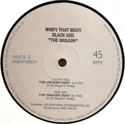 The Orgasm - Black Kiss (Singiel, Winyl, 12", 45 RPM, ℗ © 1988 Belgia, Who's That Beat? #WHOS 12) - przód główny