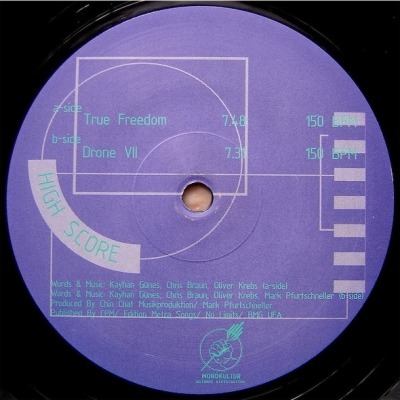 True Freedom / Drone VII - High Score (Singiel, Winyl, 12", ℗ © 1995 Niemcy, Monokultur #MONO 0002) - przód główny